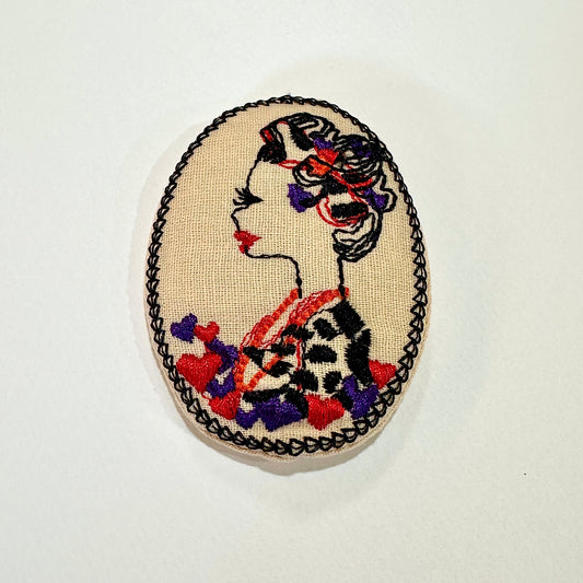 Flower Crown Woman Embroidered Brooch (Japan)