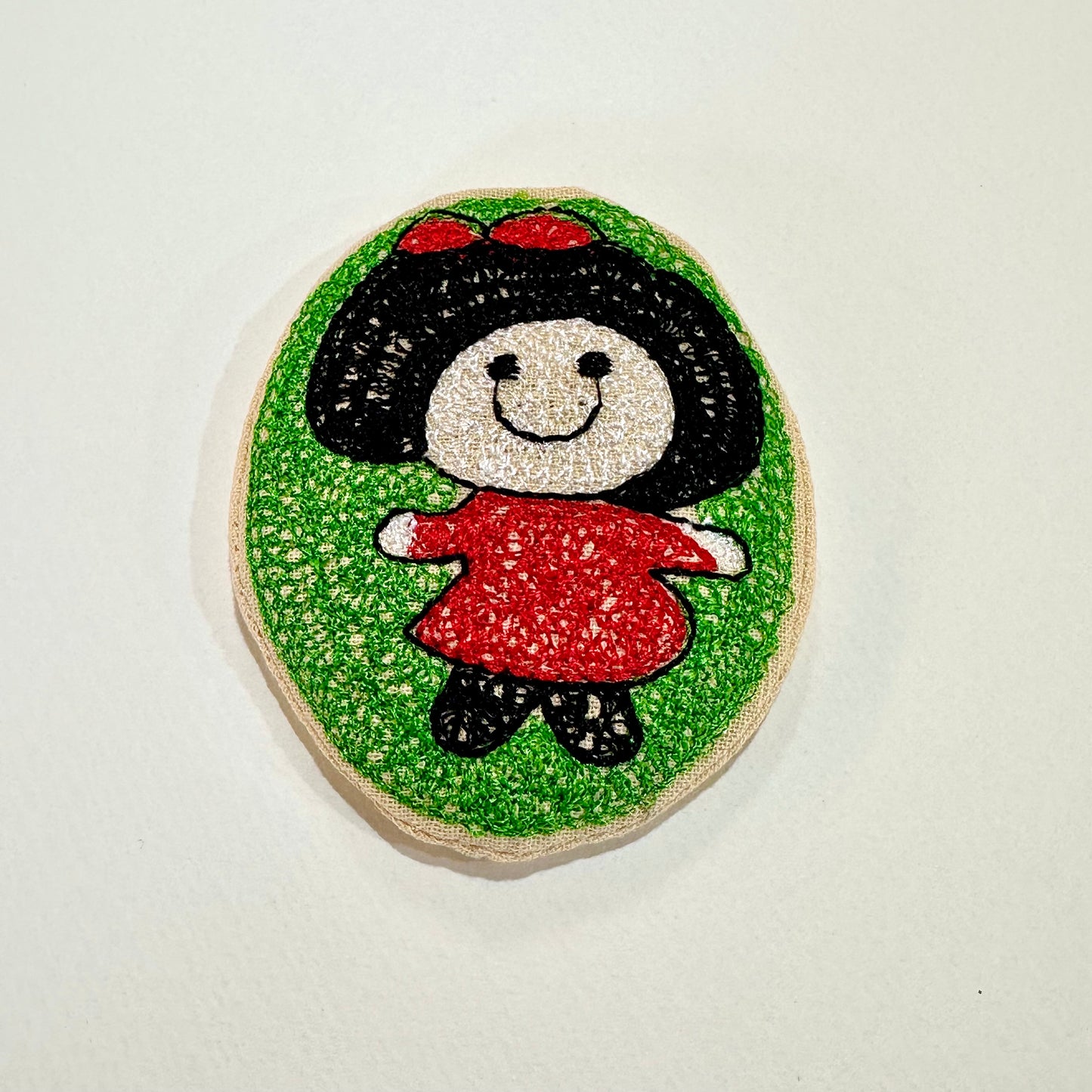 Girl in Red Dress Embroidered Brooch (Japan)