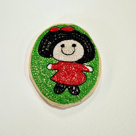 Girl in Red Dress Embroidered Brooch (Japan)