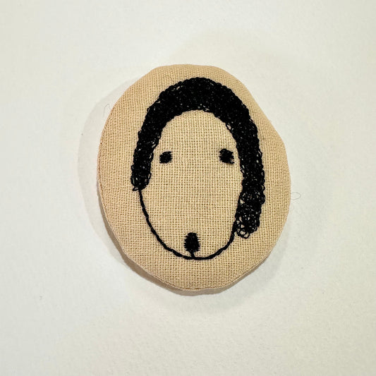 Long-Haired Dog Portrait Embroidered Brooch (Japan)