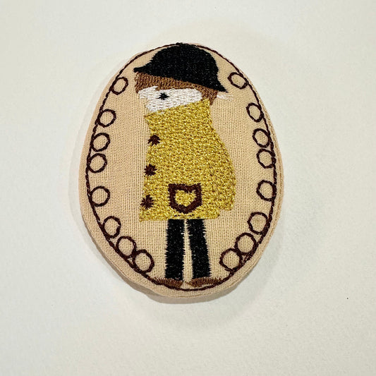 Yellow Raincoat Embroidered Brooch (Japan)