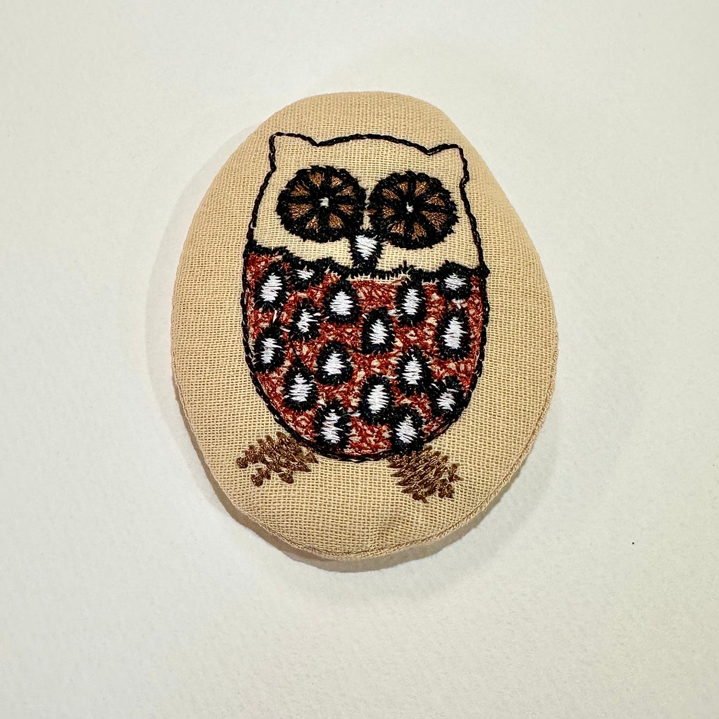 Brown Owl Embroidered Brooch (Japan)