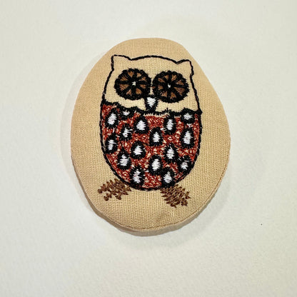 Brown Owl Embroidered Brooch (Japan)