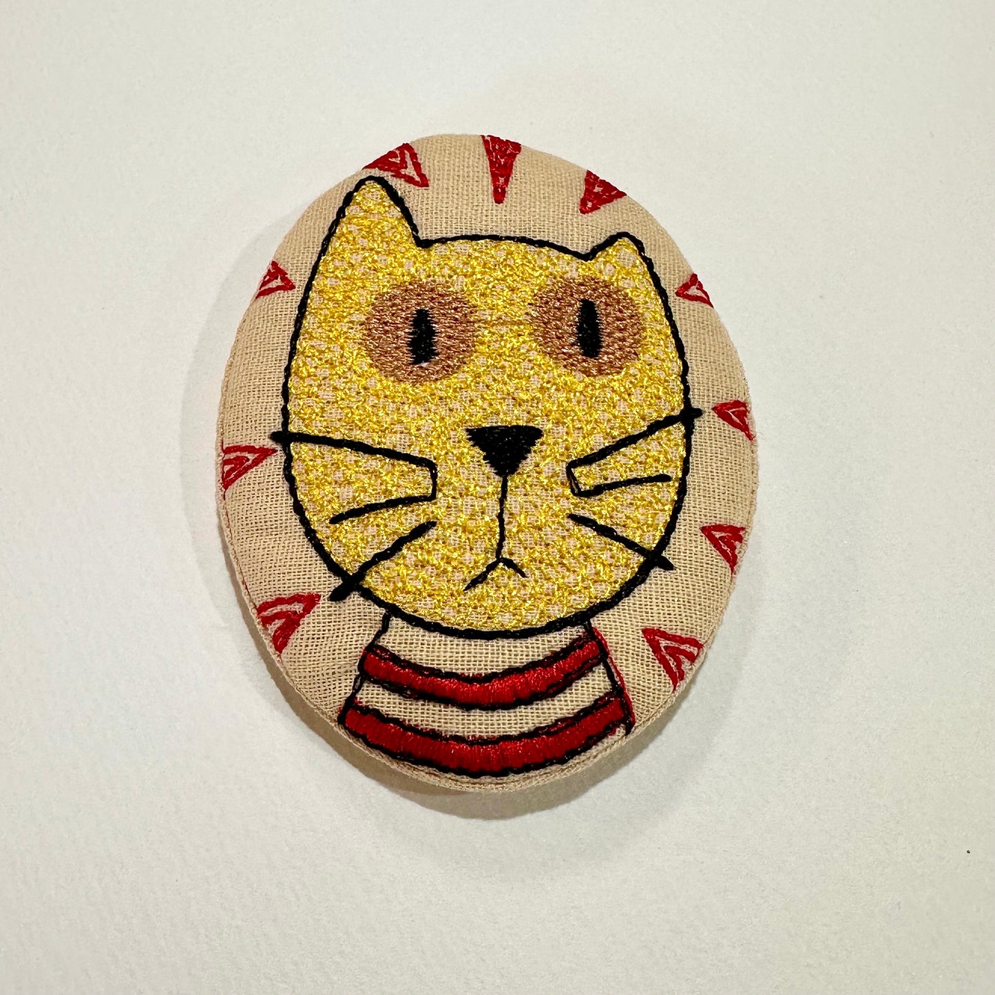 Striped Cat Embroidered Brooch (Japan)