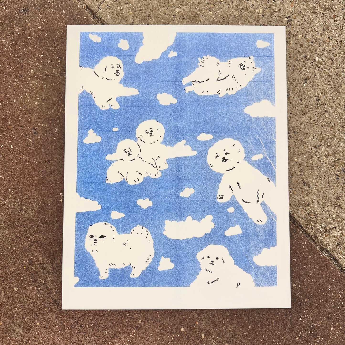 Cloud Dogs Risograph Print | Fantasy Boy Taro (TX)
