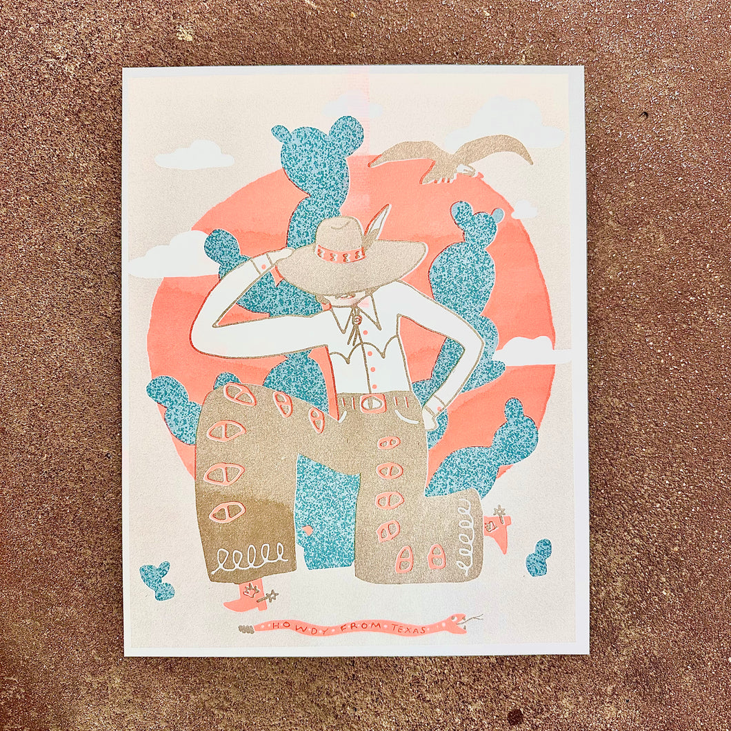 Howdy From Texas Risograph Print | Mylan Nguyen (TX)