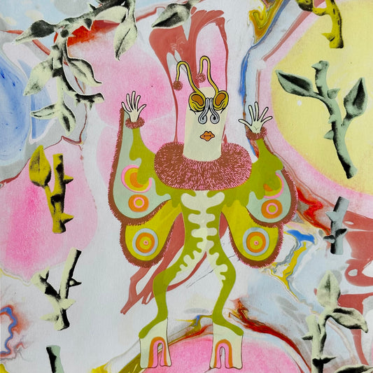 Moth Man on Marbled Paper Screen Print | Daria Tessler (OR)