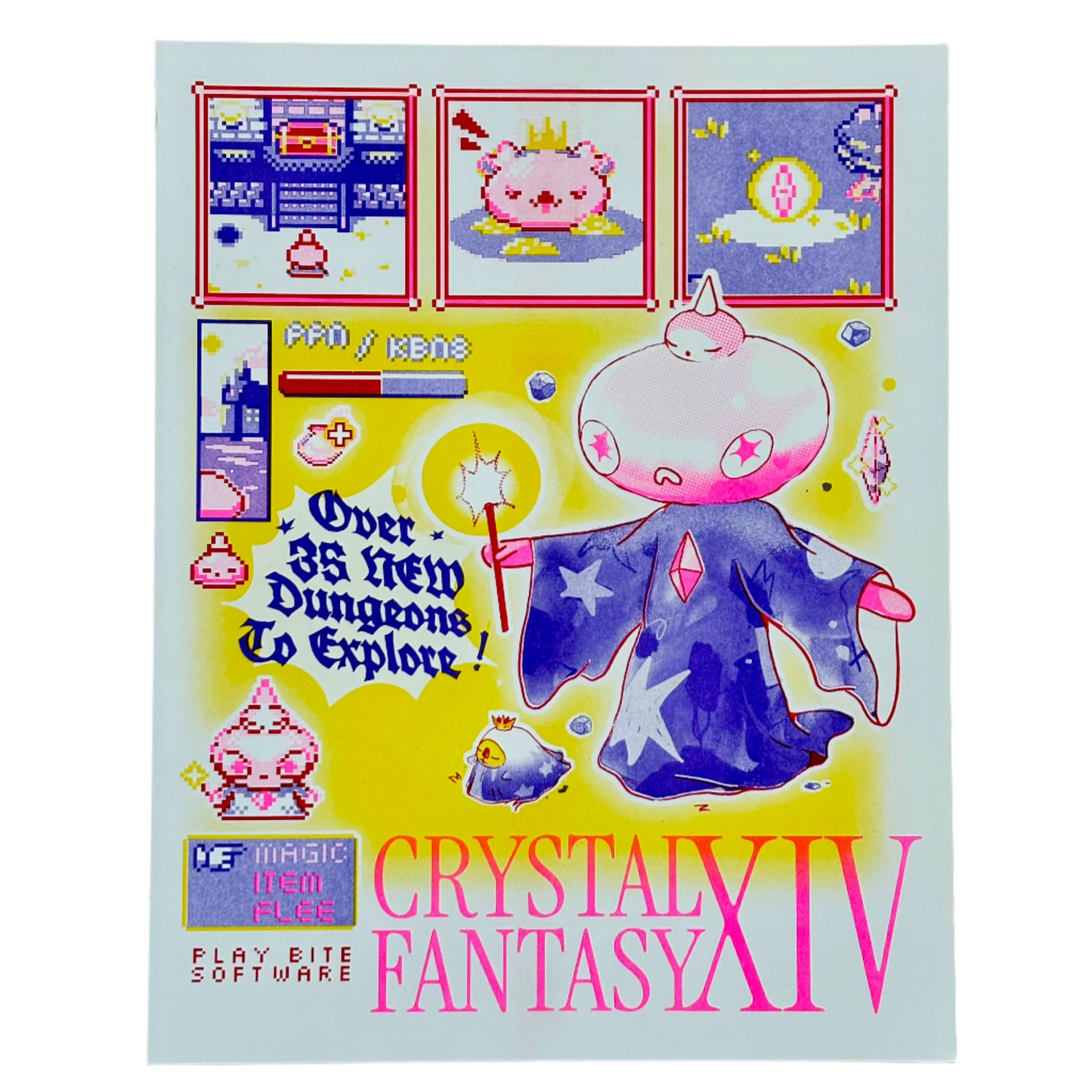 Crystal Fantasy Risograph Print | Play Nice Press x Kurobite (TX)