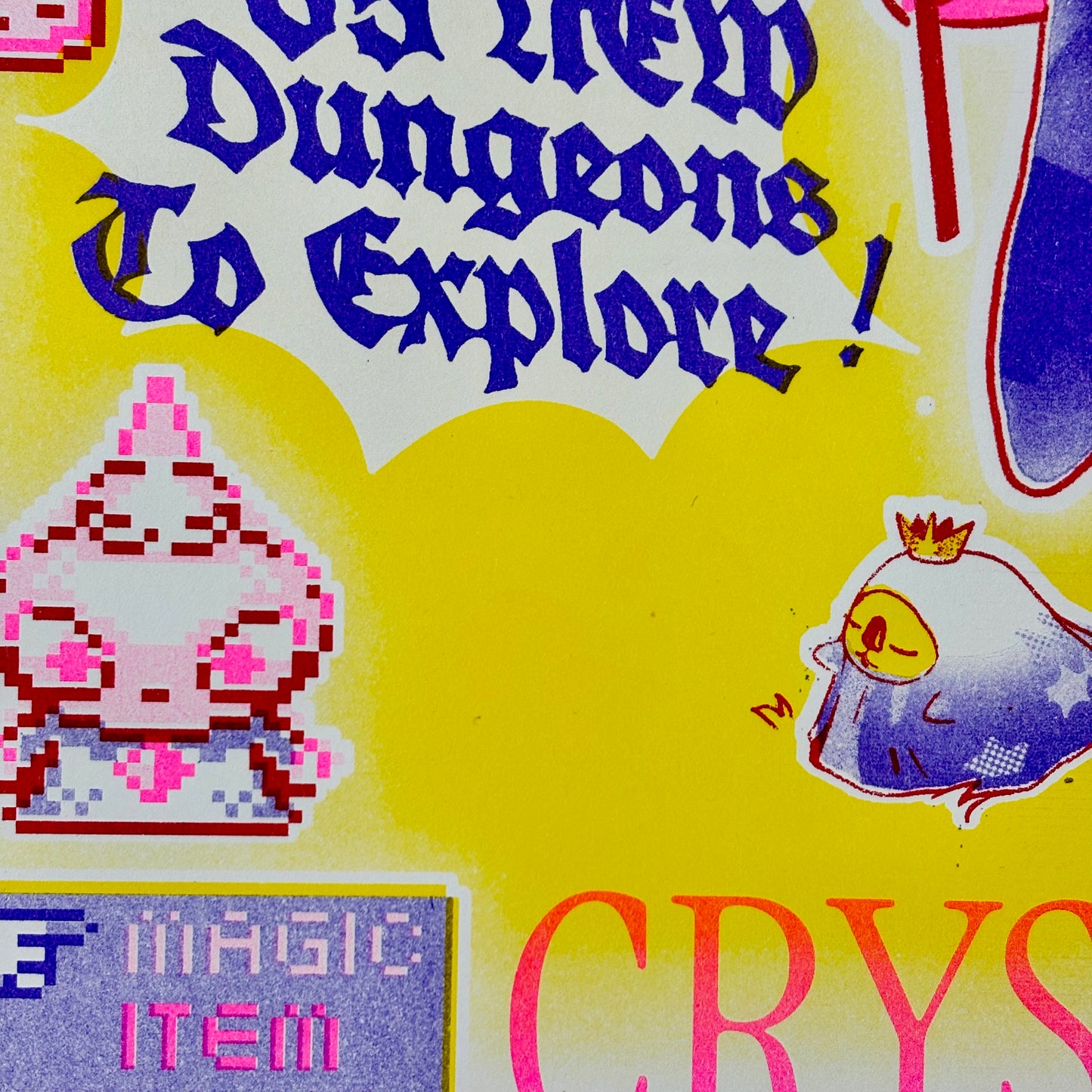 Crystal Fantasy Risograph Print | Play Nice Press x Kurobite (TX)