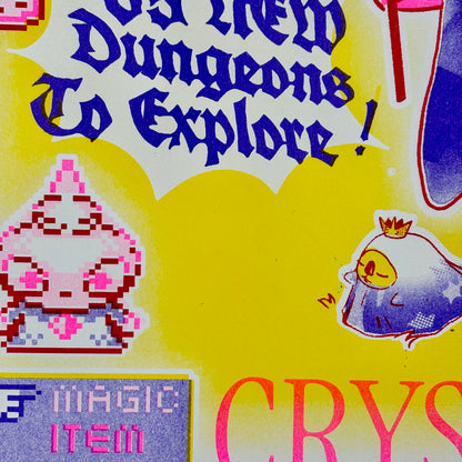 Crystal Fantasy Risograph Print | Play Nice Press x Kurobite (TX)