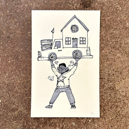 Heavy Lifter – Original Illustration | Fantasy Boy Taro (TX)