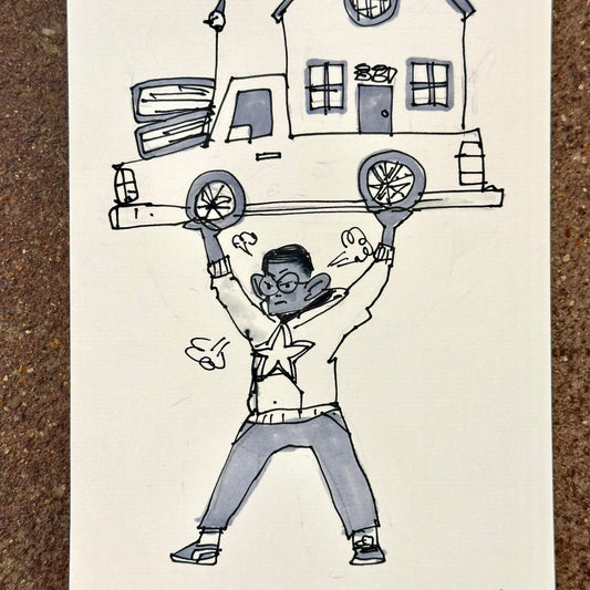 Heavy Lifter – Original Illustration | Fantasy Boy Taro (TX)