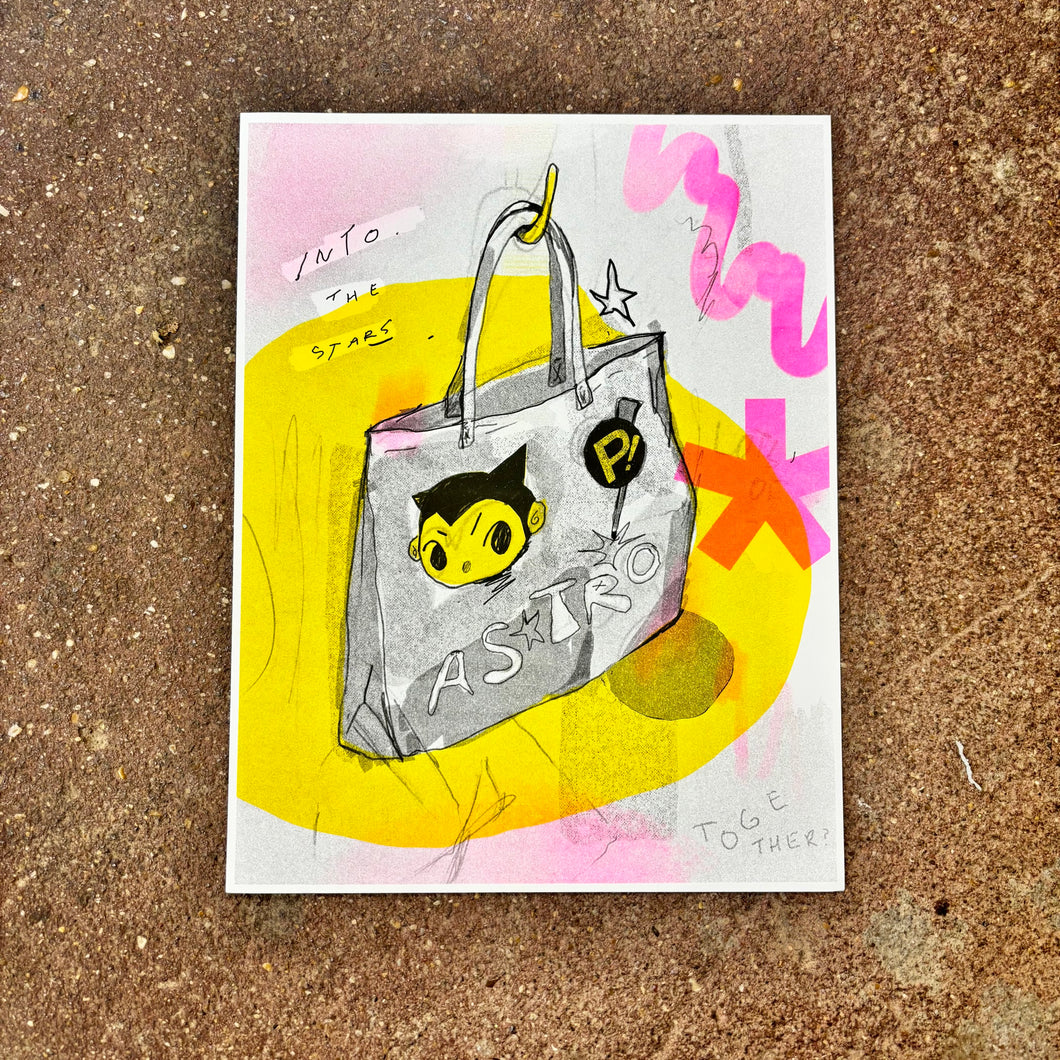 Astro Tote Risograph Art Print | Play Nice Press (TX)