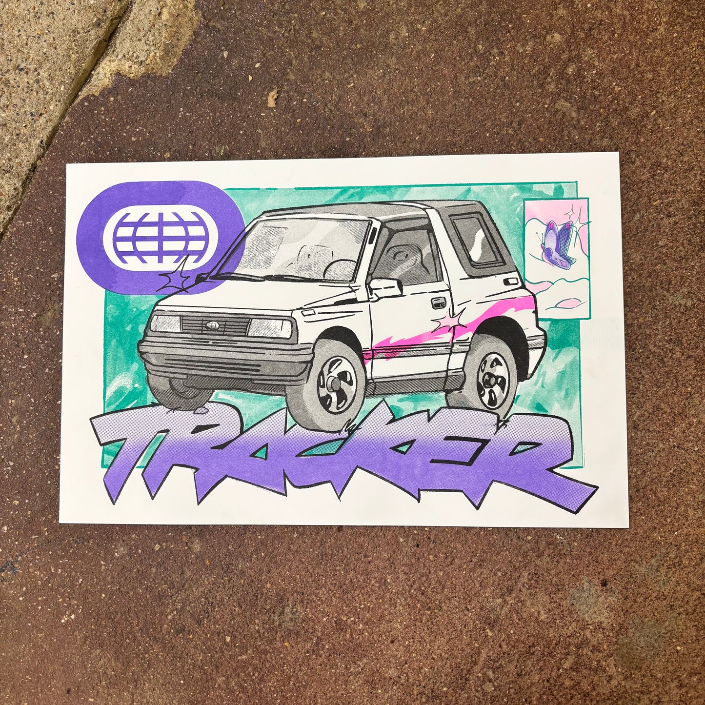Tracker Risograph Art Print | Play Nice Press (TX)