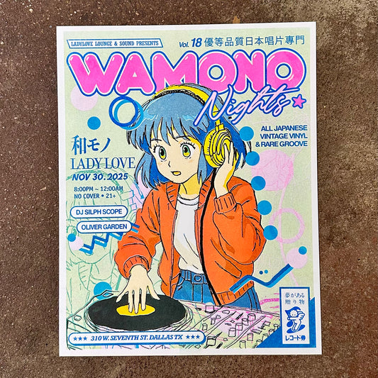 Wamono Nights Vol. 18 Risograph Art Print | Artist: Omar Alejandro | Printed By: StrangePowersPress