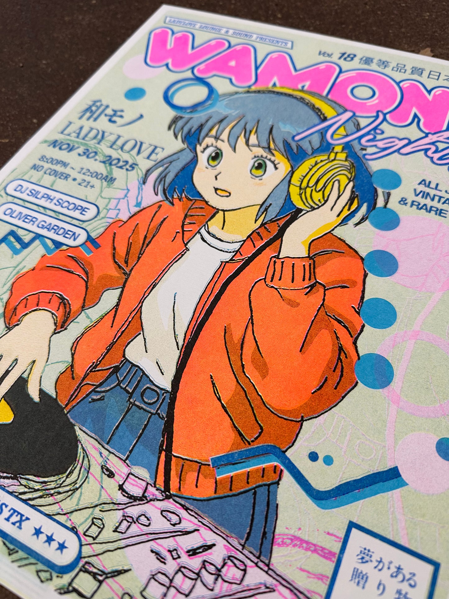Wamono Nights Vol. 18 Risograph Art Print | Omar Alejandro(TX)