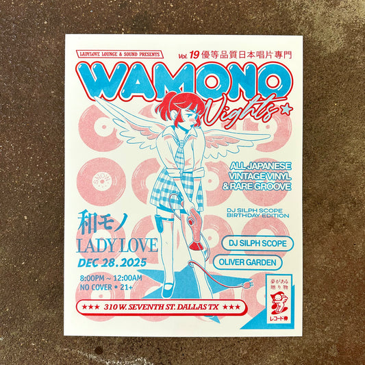 Wamono Nights Vol. 19 Risograph Art Print | Artist: Lou Nillas | Printed By: StrangePowersPress