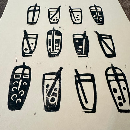 I Like Boba Linocut Print | Ellen Orchard (TX)