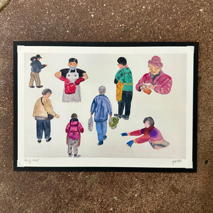 Market Day (街市人) Art Print | Yu Feng 馮羽 (Hong Kong)