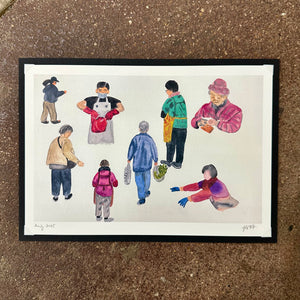 Market Day (街市人) Art Print | Yu Feng 馮羽 (Hong Kong)