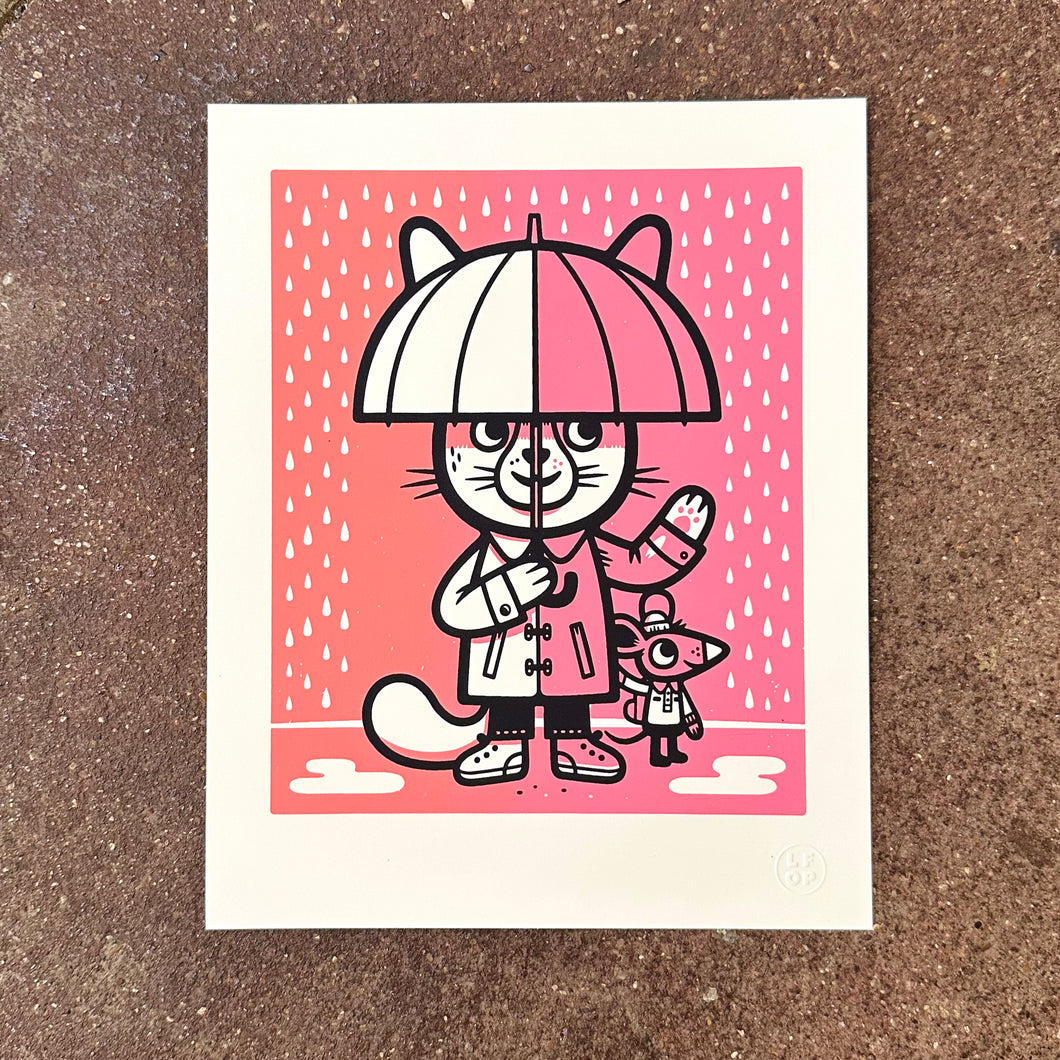 Umbrella Cat Screenprint | The Little Friends of Printmaking (CA)