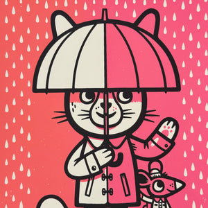 Umbrella Cat Screenprint | The Little Friends of Printmaking (CA)