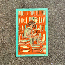 Load image into Gallery viewer, Reader in a Green Suit Risograph Art Print | Jill Kittock (MN)
