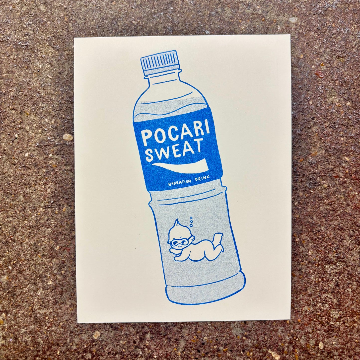 Kewpie Baby Risograph Print Postcard | Pocari Sweat | Christina Hu (CA)