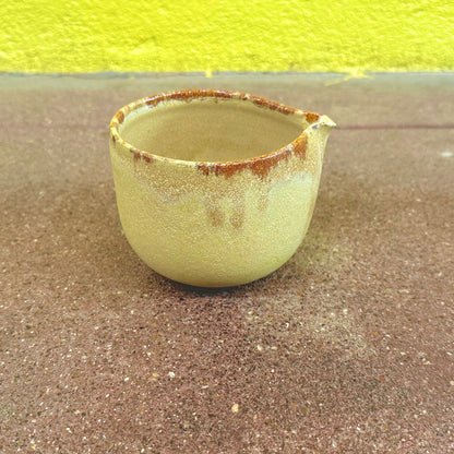 Soft Stone Spouted Matcha Bowl & Whisk Stand Ceramic Set | Yellow |  Linnan Ye (Ca)