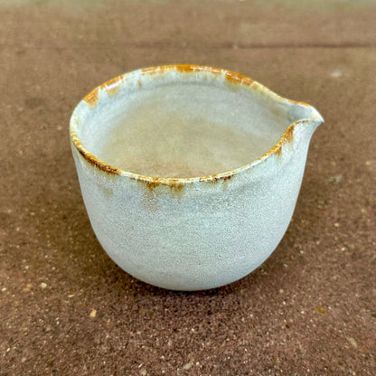 Soft Stone Spouted Matcha Bowl & Whisk Stand Ceramic Set | White | Linnan Ye (Ca)