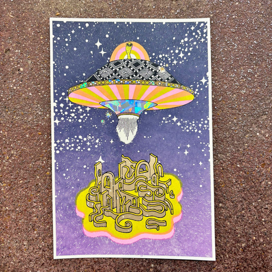 Foil UFO Mini Screen Print | Daria Tessler (OR)