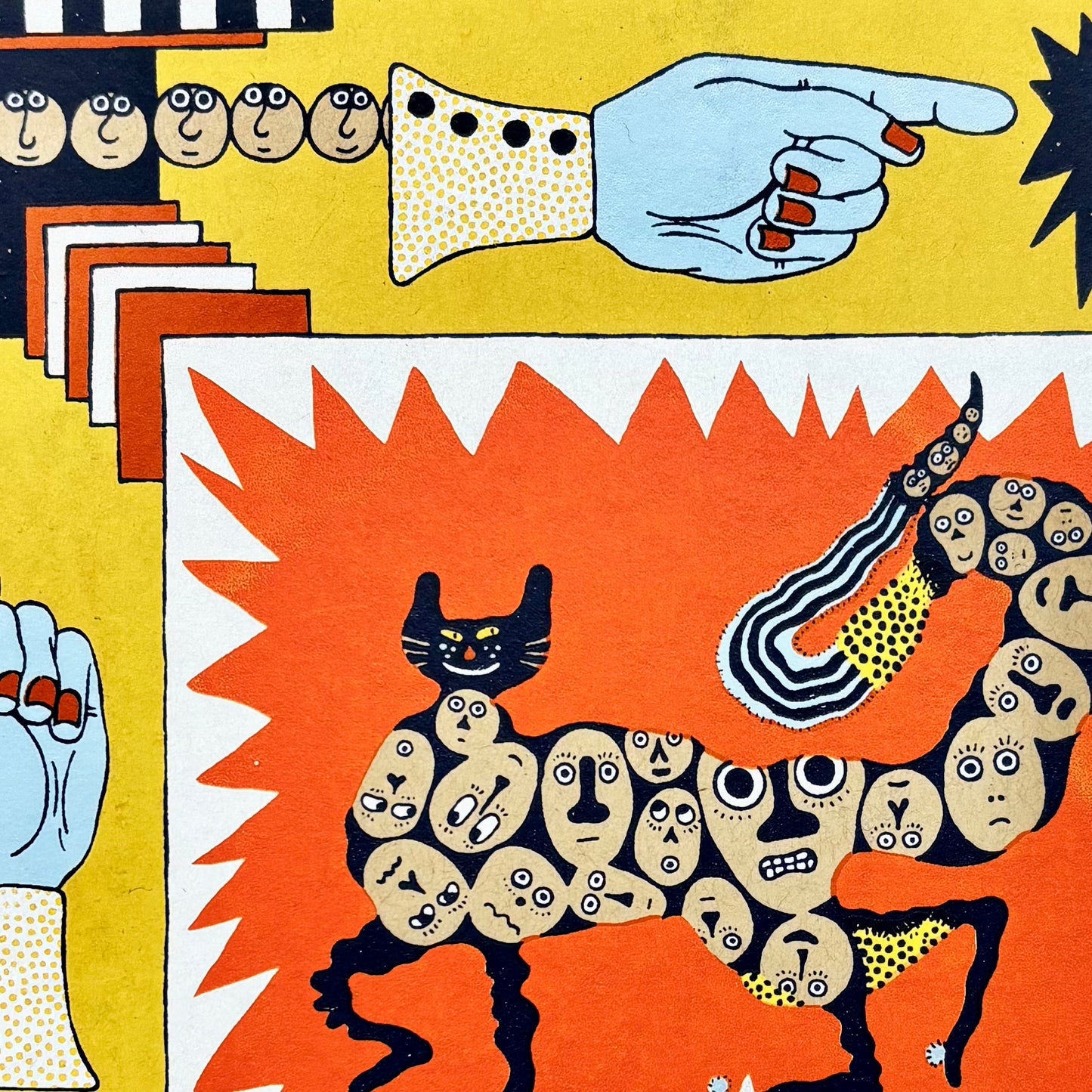 Cat and Blue Hands Screen Print | Daria Tessler (OR)