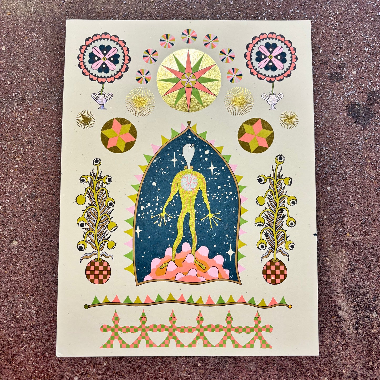 Alien Folkart Foil Screen Print | Daria Tessler (OR)