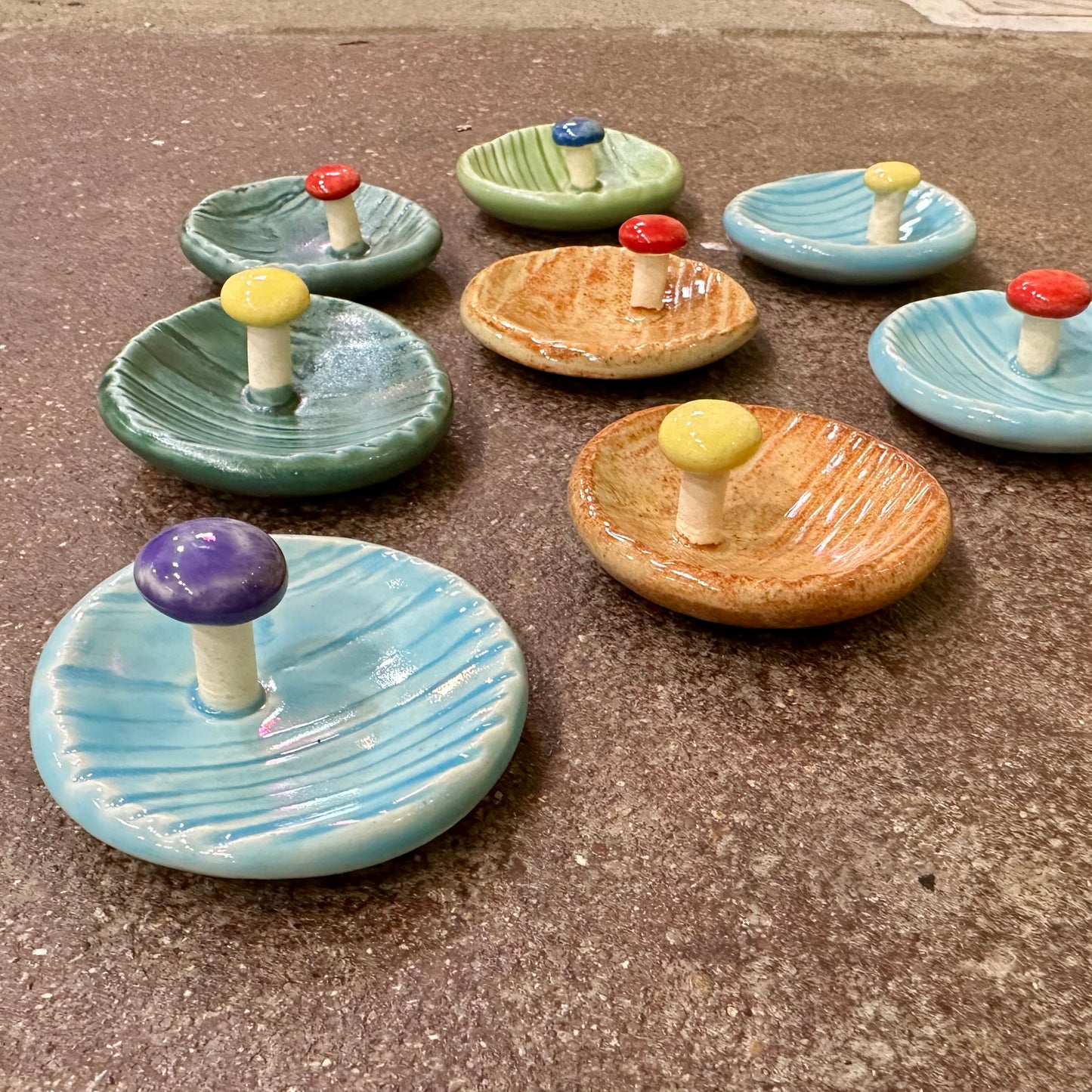 Tiny Faux Bois Ceramic Ring Tray with Mushroom | Tasha McKelvey (VA)