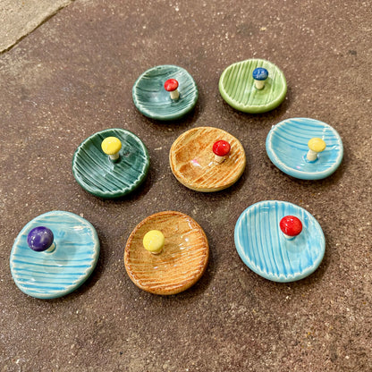 Tiny Faux Bois Ceramic Ring Tray with Mushroom | Tasha McKelvey (VA)