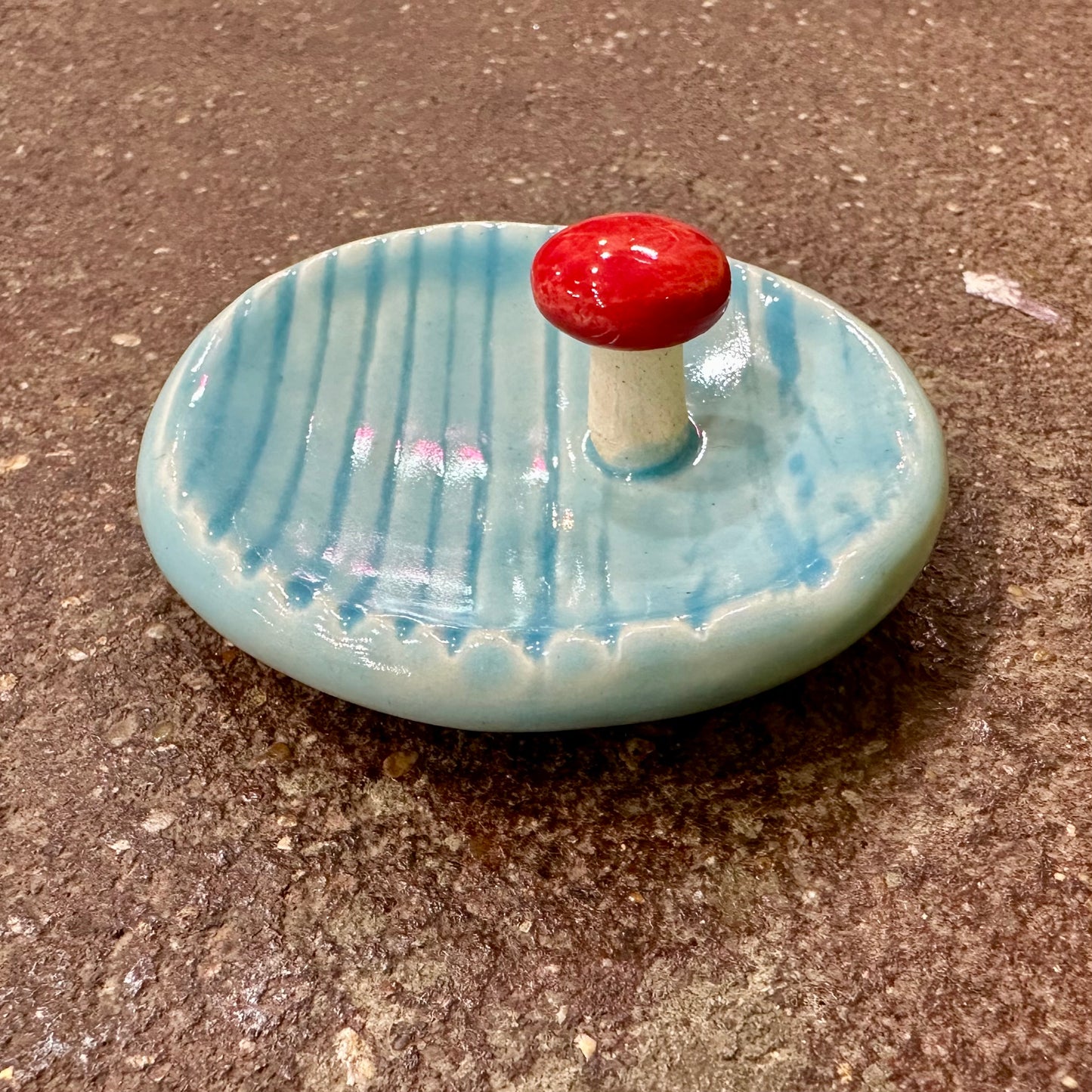 Tiny Faux Bois Ceramic Ring Tray with Mushroom | Tasha McKelvey (VA)