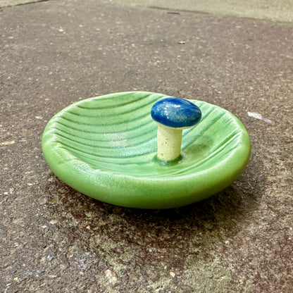 Tiny Faux Bois Ceramic Ring Tray with Mushroom | Tasha McKelvey (VA)