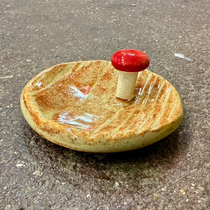 Tiny Faux Bois Ceramic Ring Tray with Mushroom | Tasha McKelvey (VA)