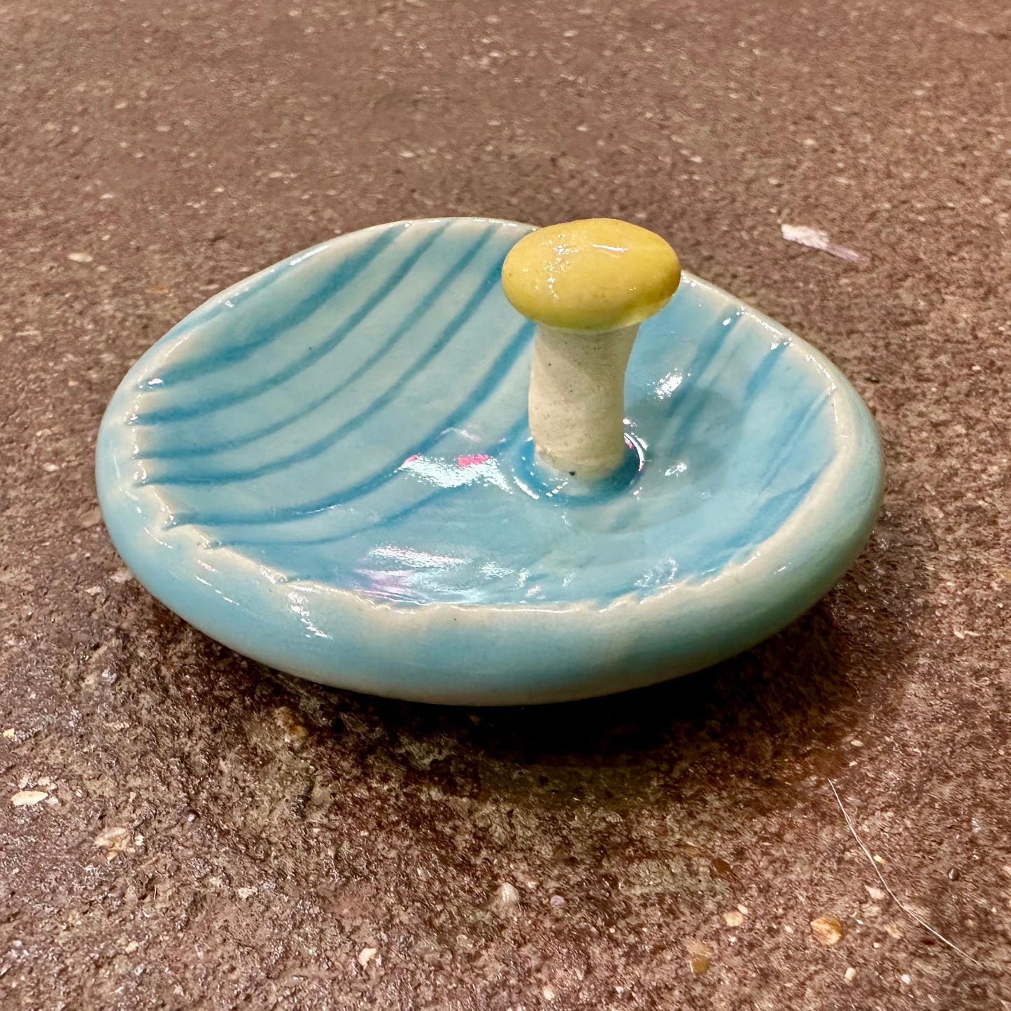 Tiny Faux Bois Ceramic Ring Tray with Mushroom | Tasha McKelvey (VA)
