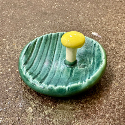 Tiny Faux Bois Ceramic Ring Tray with Mushroom | Tasha McKelvey (VA)