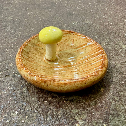 Tiny Faux Bois Ceramic Ring Tray with Mushroom | Tasha McKelvey (VA)