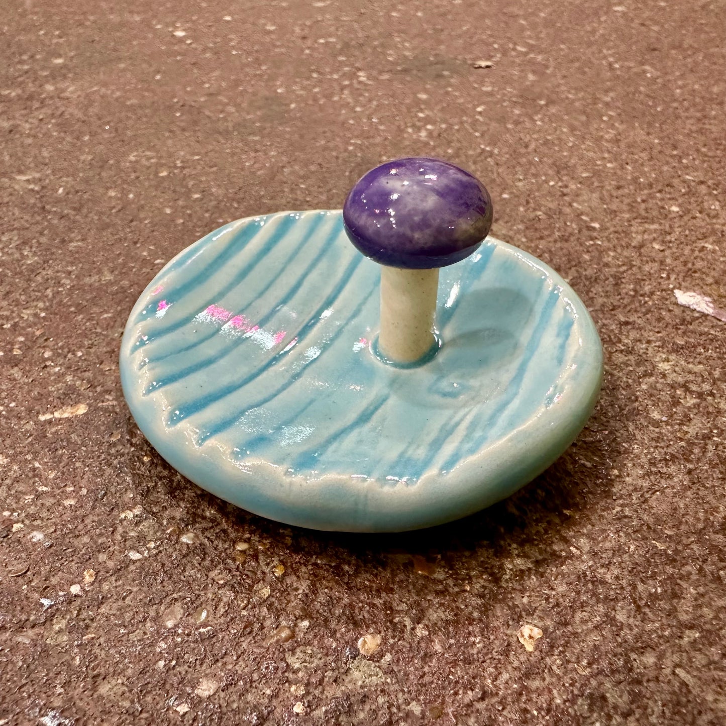 Tiny Faux Bois Ceramic Ring Tray with Mushroom | Tasha McKelvey (VA)