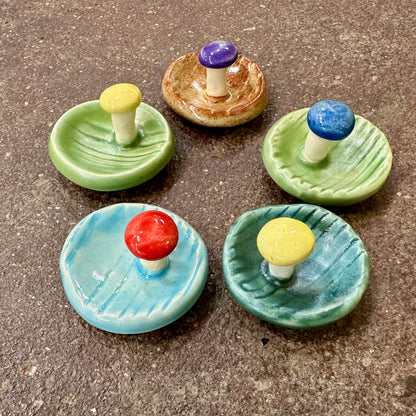 Teeny Tiny Faux Bois Mushroom Ceramic Ring Tray | Tasha McKelvey (VA)