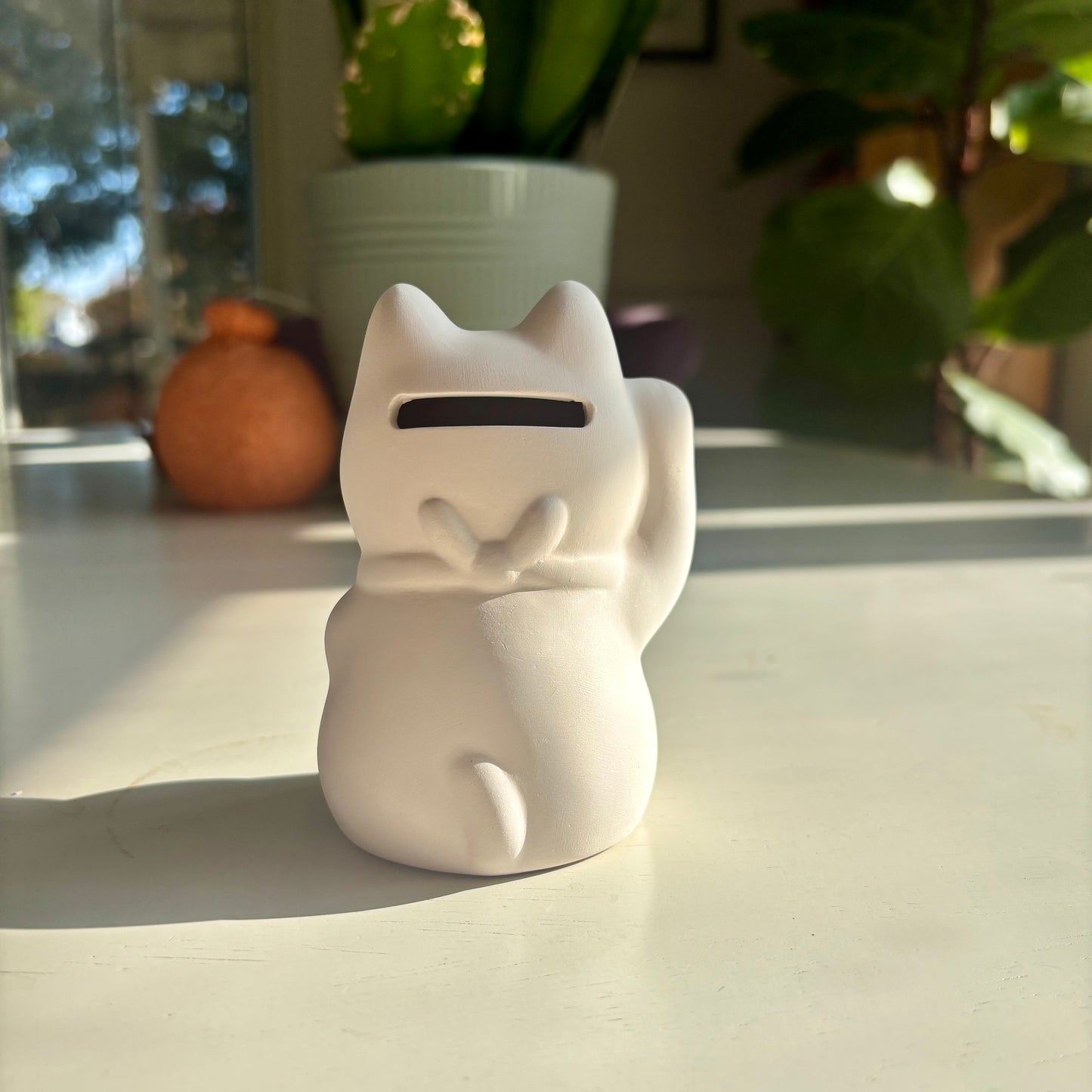 Blank Ceramic Lucky Cat Coin Bank Figurine | Hobby Labo (Japan)