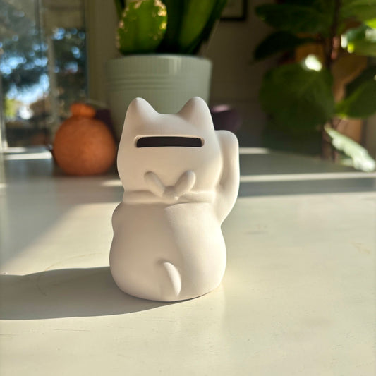 Blank Ceramic Lucky Cat Coin Bank Figurine | Hobby Labo (Japan)