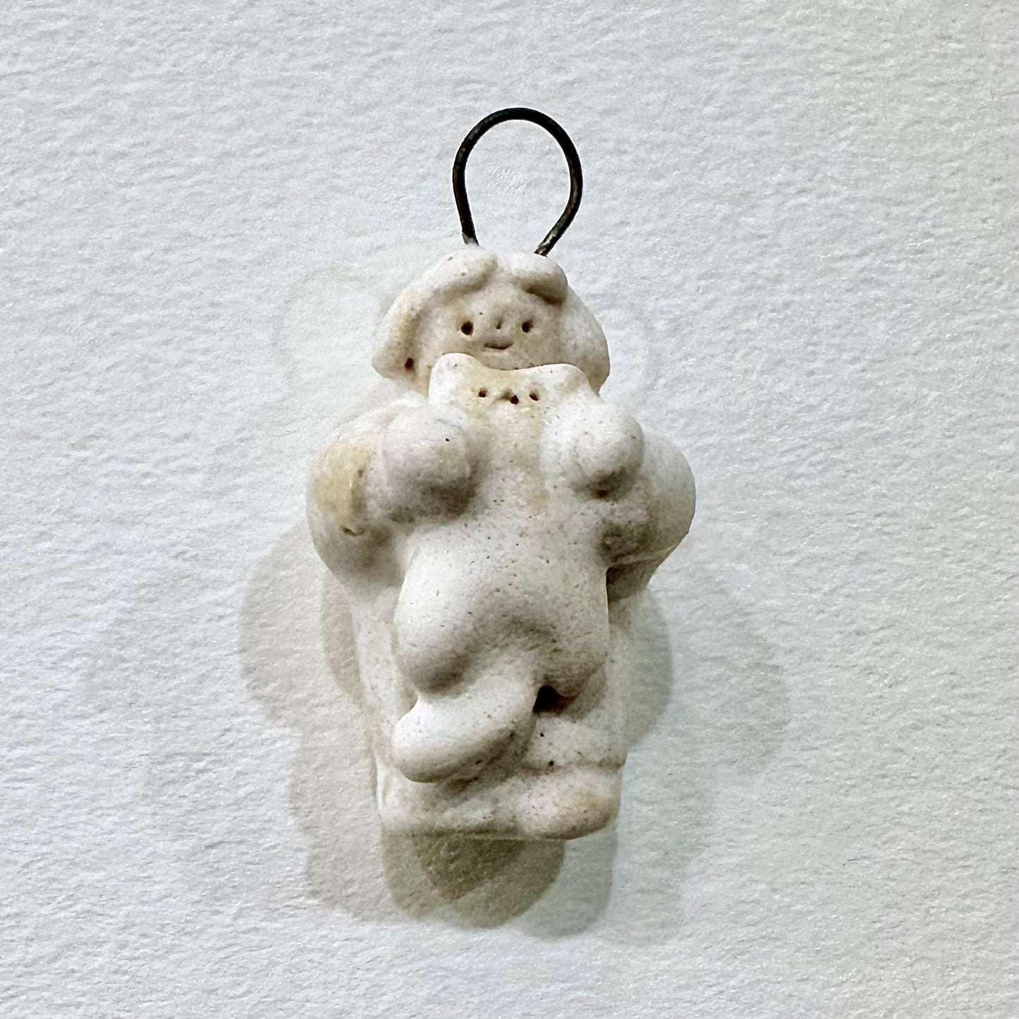 Girl with Cat Pendant Handmade Stoneware Charm | Taitau Fung (HK)