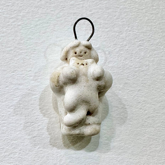 Girl with Cat Pendant Handmade Stoneware Charm | Taitau Fung (HK)