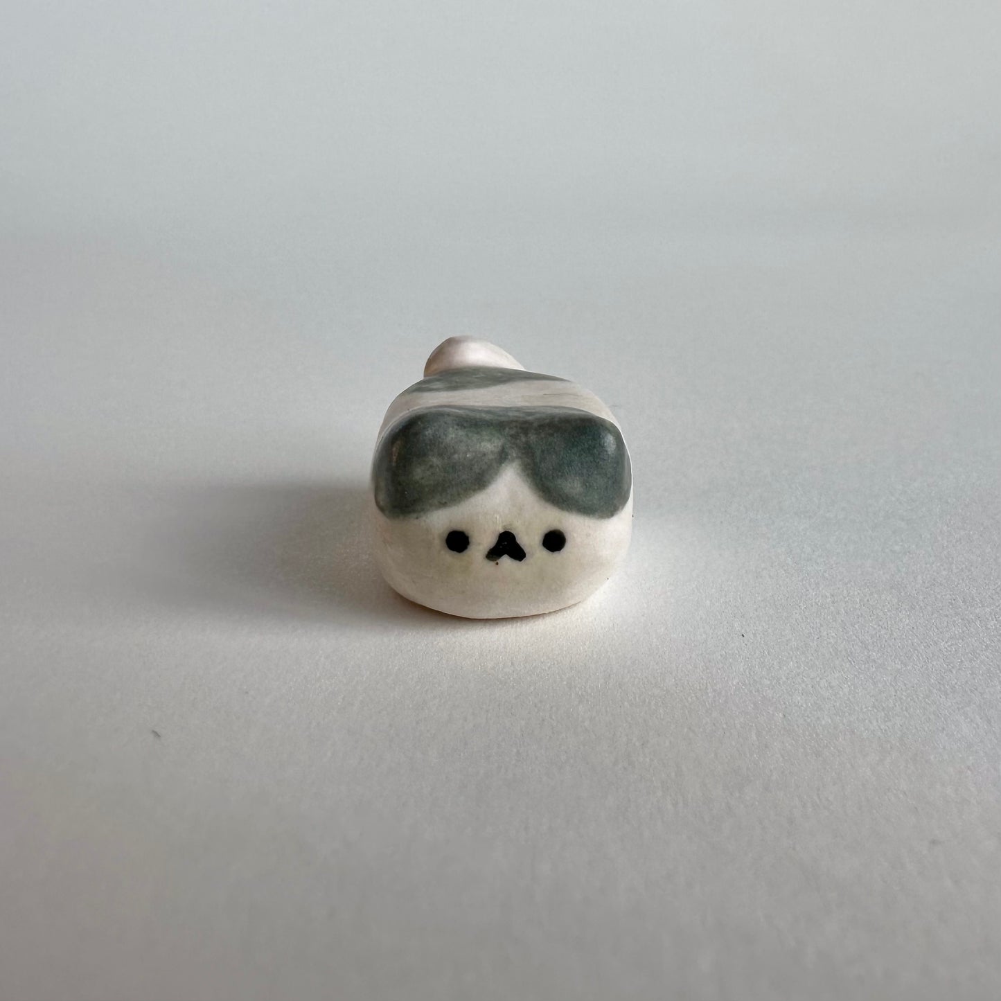 Cat Loaf Stoneware Mini Figurine | Soft White & Grey | Taitau Fung (HK)