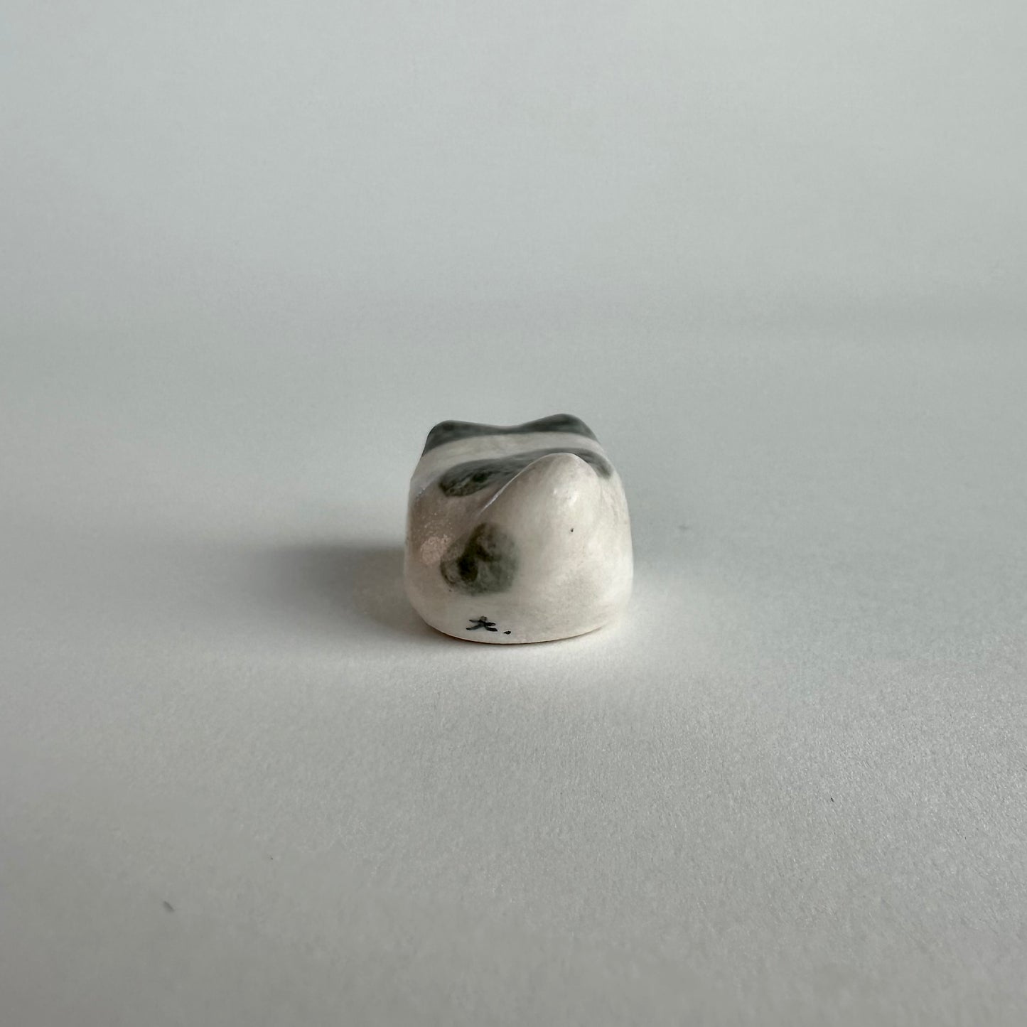 Cat Loaf Stoneware Mini Figurine | Soft White & Grey | Taitau Fung (HK)