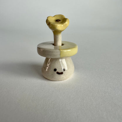 Flower Stoneware Mini Vase with Flower Pick | Taitau Fung (HK)